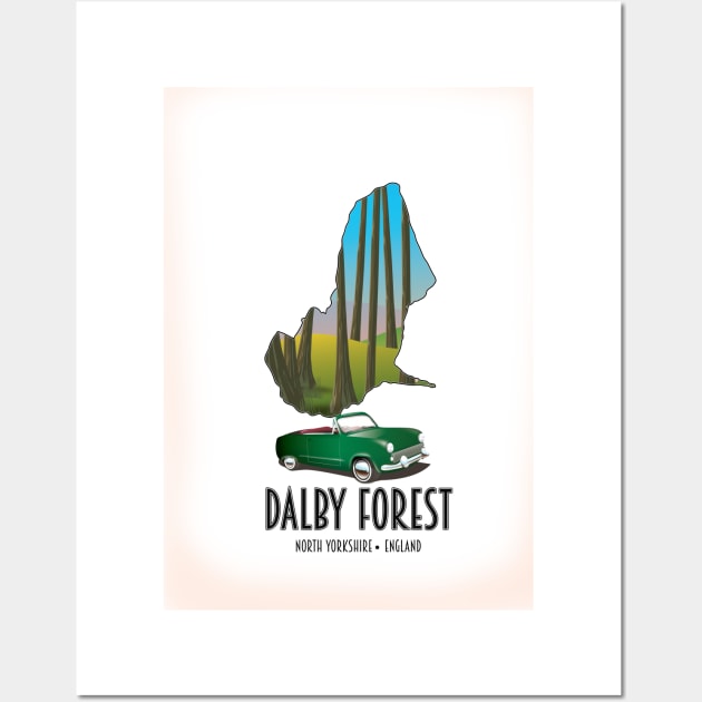 Dalby Forest North Yorkshire travel map Wall Art by nickemporium1